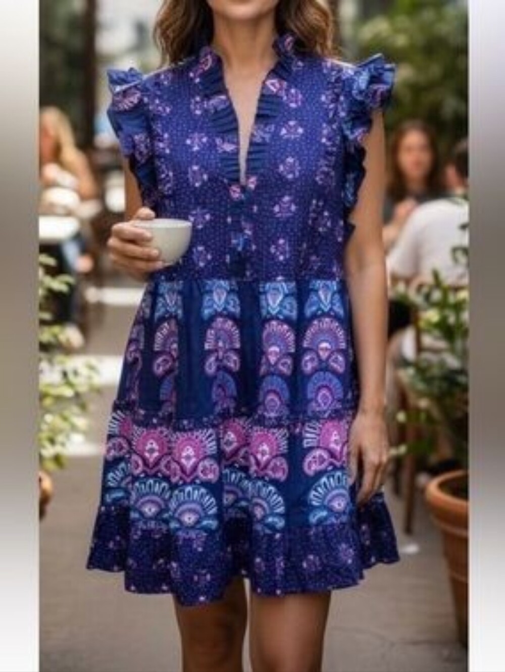 Caroline Constas Flutter Sleeves Sun Mini Dress Size XS